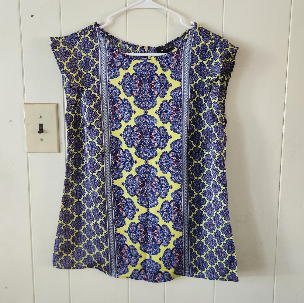 NWT The Limited Vibrant Blue and Yellow Blouse Size M